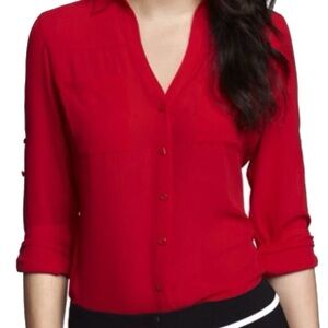Express Vibrant Red Women's Button-Down Shirt